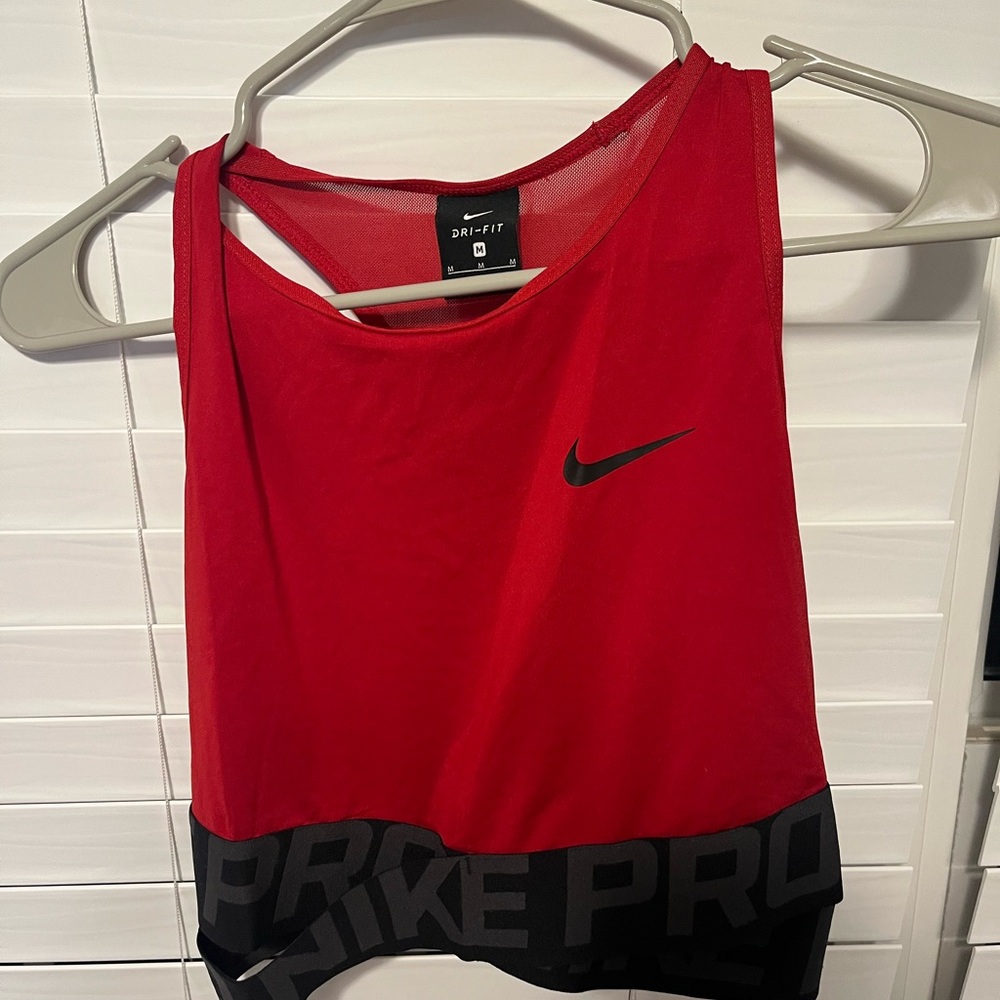 Nike Women's Red and Black Tank Top